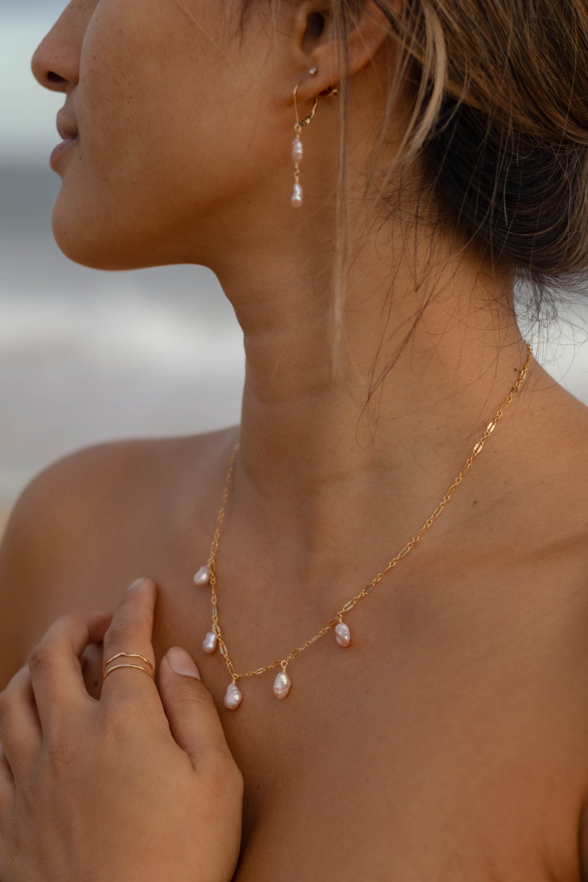 KESHI CHANDELIER NECKLACE (Made to Order)